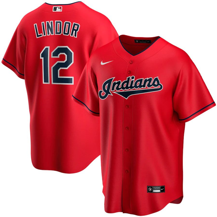 Cheap Youth Cleveland Indians 12 Francisco Lindor Nike Red Alternate Replica Player MLB Jerseys